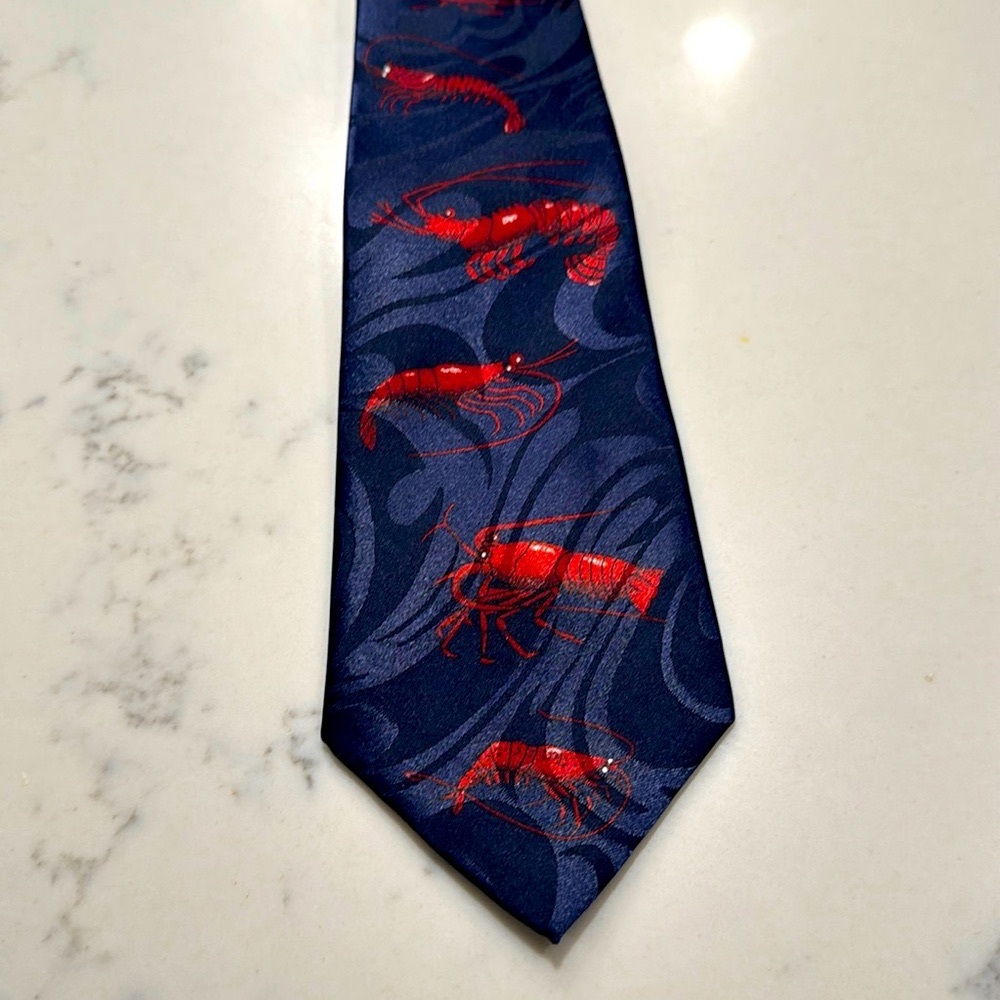 Steven Harris shrimp prawn tie handmade
